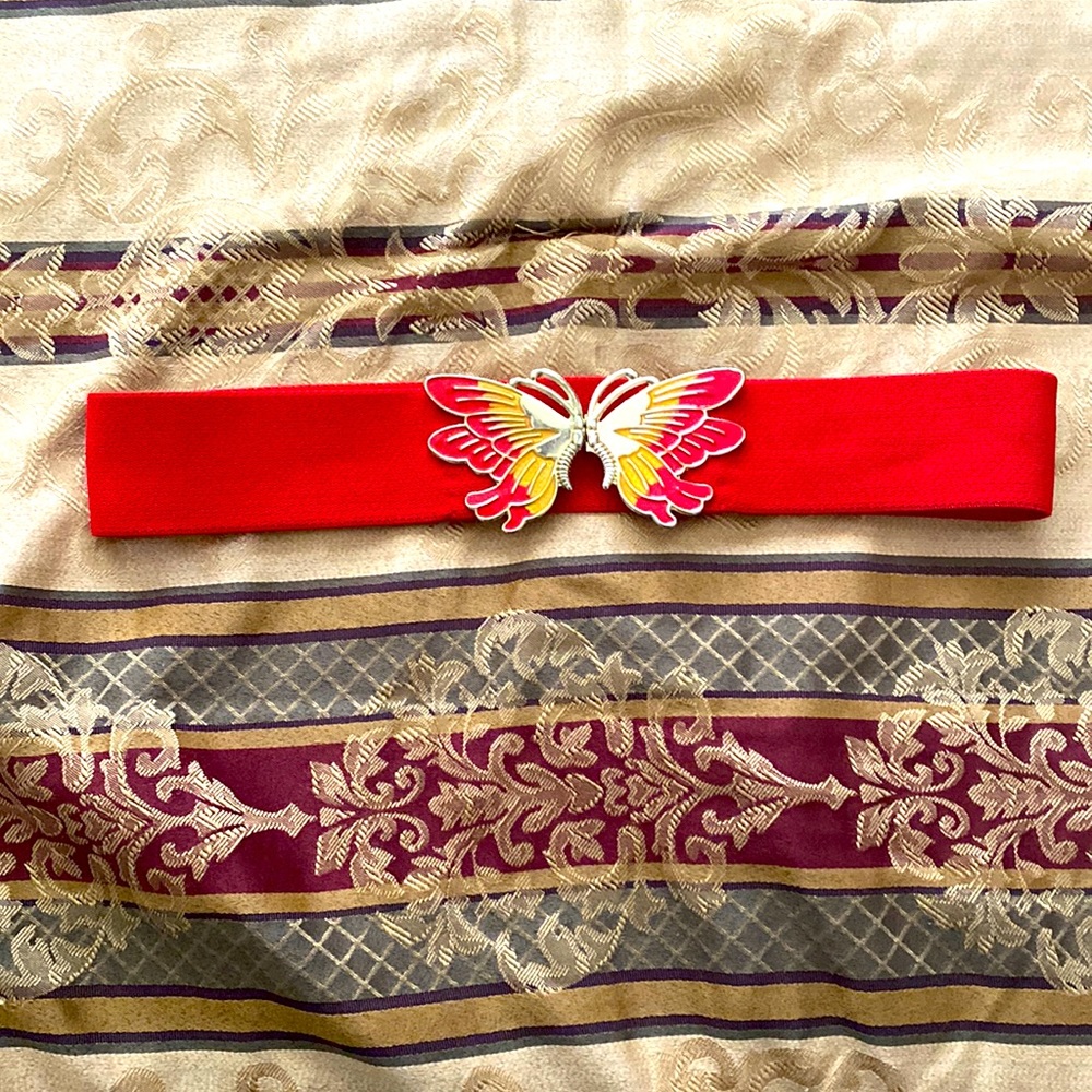 Red 80s VTG wide elastic belt